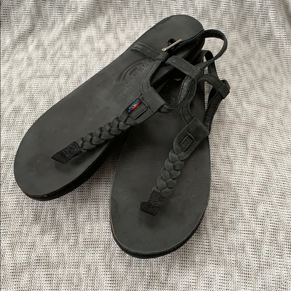 Black Rainbow Braided Sandal Thong FlipFlop 8.5
